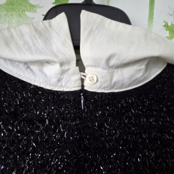 Black Sleeveless Dress with White Collar - Picture 3 of 11